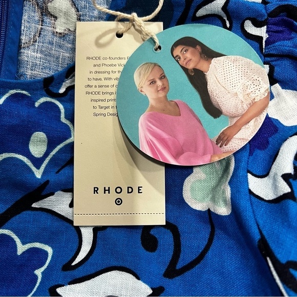 Women's Large Zinnia Floral Print Bell Sleeve Cut Out Jumpsuit RHODE Blue Size S - Picture 7 of 10